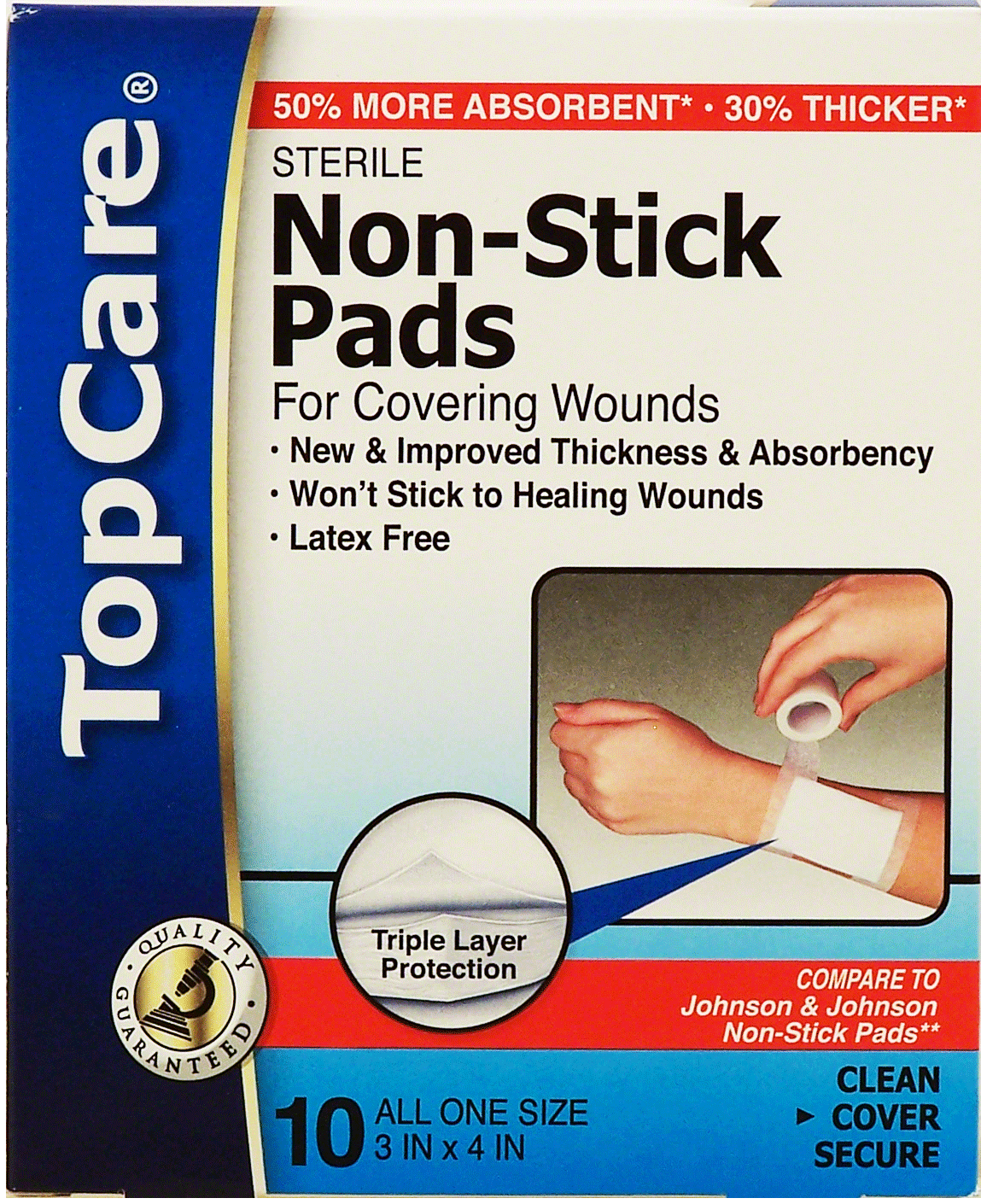 Top Care  non-stick pads for covering wounds, all one size, 3 x 4-inch Full-Size Picture